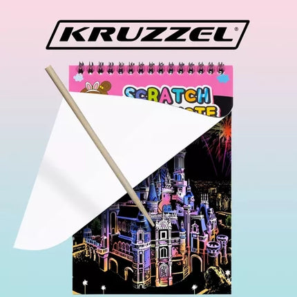 Kruzzel Krasblok - 10 Vellen - Inclusief Houten Stylus - 20 x 14 cm