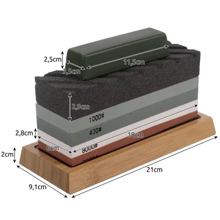 Ruhhy 23763 Wetsteen Messenslijper Set - 9-Delig - 4 Korrels