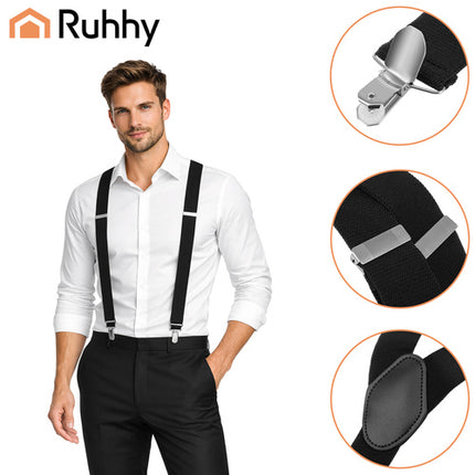 Ruhhy Heren Bretels - Breed 3,5 cm - Verstelbaar - Zwart - Y-Model