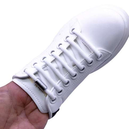 Malatec Elastische Veters - Zonder Strikken - 100 cm - Wit/Zilver