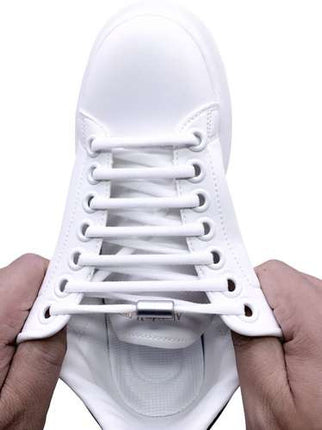 Malatec Elastische Veters - Zonder Strikken - 100 cm - Wit/Zilver
