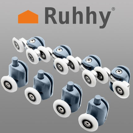 Ruhhy Douchecabine Wieltjes Set - 8-delig - 24 mm - Universele Rollers