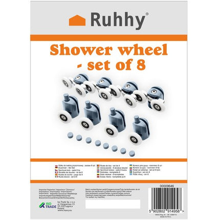 Ruhhy Douchecabine Wieltjes Set - 8-delig - 24 mm - Universele Rollers