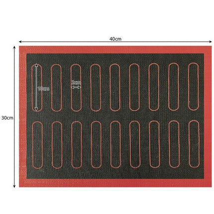Ruhhy 21604 Siliconen Bakmat met Glasvezel - Geperforeerd - 30 x 40 cm - Zwart/Oranje