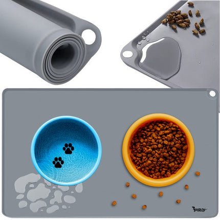 Purlov Siliconen Voermat - Dubbel - 60 x 45 cm - Grijs - Antislip