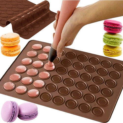 Ruhhy 22025 Siliconen Bakmat voor Macarons - 48 Stuks - Bruin