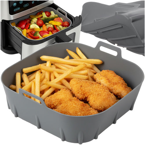 Ruhhy 25464 Siliconen Airfryer Bakje - 20x20 cm - Herbruikbaar - Grijs