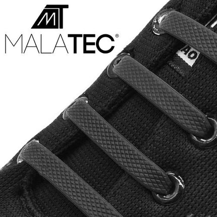 Malatec Siliconen Veters - 16 Stuks - Elastisch - Zwart