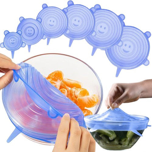 Ruhhy Siliconen Vershouddeksels - 6-Delige Set - Flexibel - Blauw