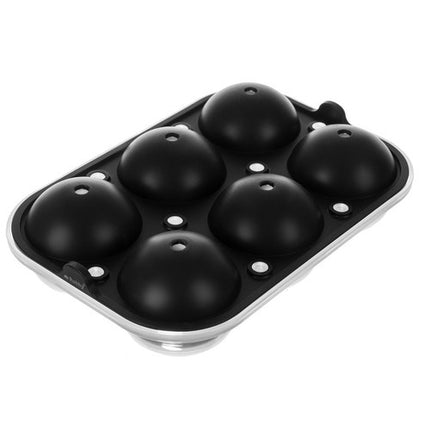 Ruhhy 20989 XXL Siliconen IJsballen Vorm - Voor 6 Ronde IJsballen - Zwart