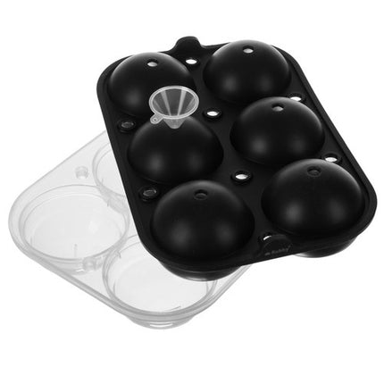 Ruhhy 20989 XXL Siliconen IJsballen Vorm - Voor 6 Ronde IJsballen - Zwart