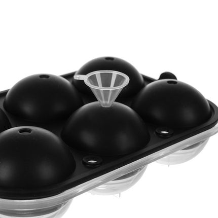Ruhhy 20989 XXL Siliconen IJsballen Vorm - Voor 6 Ronde IJsballen - Zwart