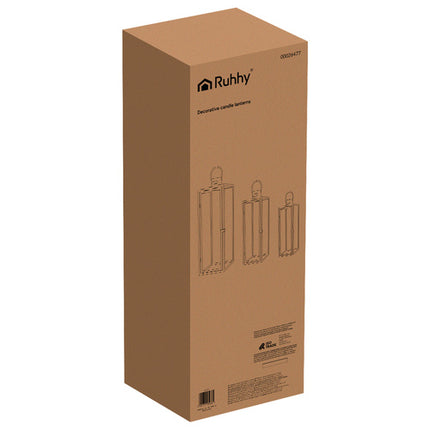 Ruhhy Zilveren Lantaarn Set - 3-delig - 38, 49 & 63 cm - Glas & RVS