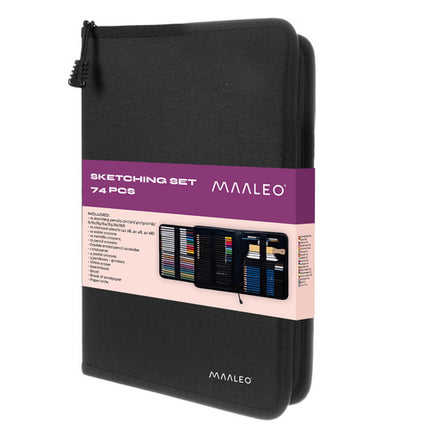 Maaleo Schets- en Tekenset - 74-delig - In Luxe Etui
