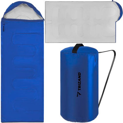 Trizand 2-in-1 Slaapzak - 200 x 75 cm - Blue-Black - Inclusief Opberghoes