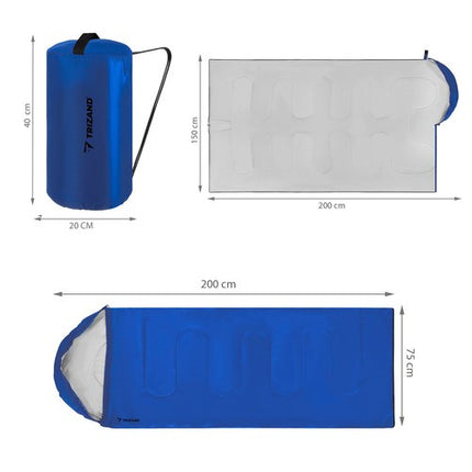 Trizand 2-in-1 Slaapzak - 200 x 75 cm - Blue-Black - Inclusief Opberghoes