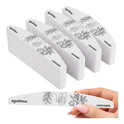 Soulima Slim Nagelvijl - Bootvorm - 100/180 Grit - 100 Stuks - Zebra