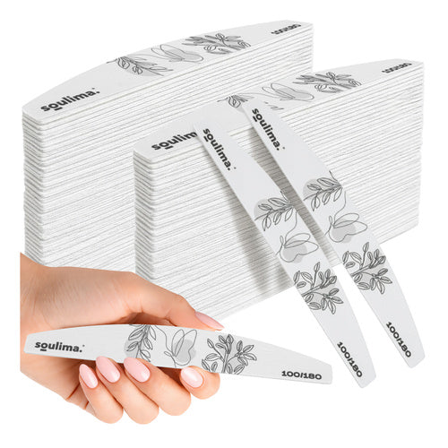Soulima Slim Nagelvijl - Bootvorm - 100/180 Grit - 100 Stuks - Zebra