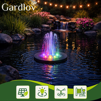 Gardlov Drijvende Solar Fontein - Met LED - 7 Sproeikoppen