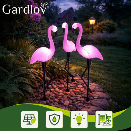 Gardlov Solar Flamingo Lampen - 3 Stuks - Tuinverlichting