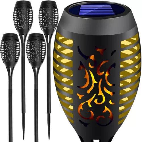 Gardlov Solar Tuinfakkels - Set van 4 - Vlam Effect - Warm Wit