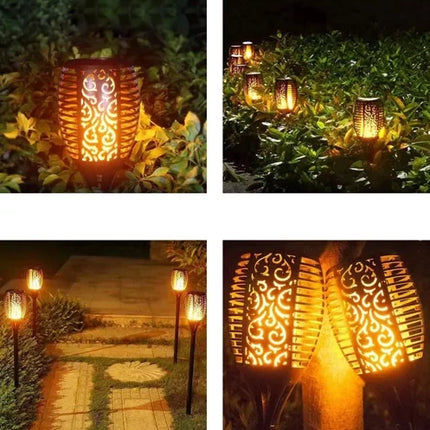 Gardlov Solar Tuinfakkels - Set van 4 - Vlam Effect - Warm Wit