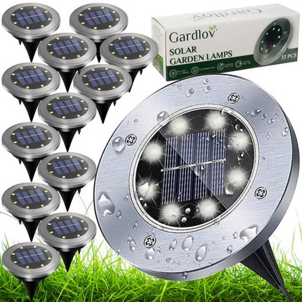 Gardlov Solar Tuinlampen - Set van 12 - 8 LED's - Koud Wit - IP65
