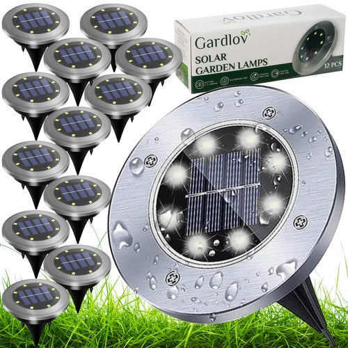 Gardlov Solar Tuinlampen - Set van 12 - 8 LED's - Koud Wit - IP65
