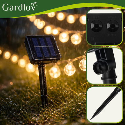 Gardlov Solar Lichtsnoer - 7 Meter - 50 LED Lichtballen - Warm Wit - 8 Lichtstanden
