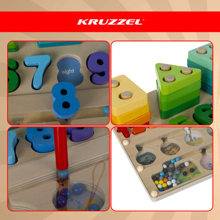 Kruzzel Houten Sorteerbord 3-in-1 - Educatief Montessori Speelgoed
