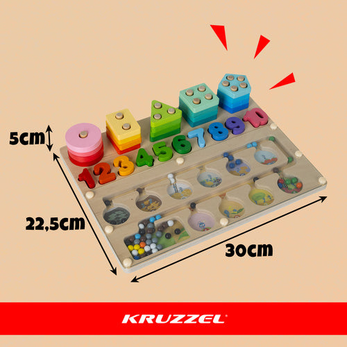 Kruzzel Houten Sorteerbord 3-in-1 - Educatief Montessori Speelgoed