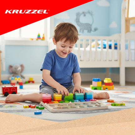 Kruzzel Houten Sorteerbord 3-in-1 - Educatief Montessori Speelgoed