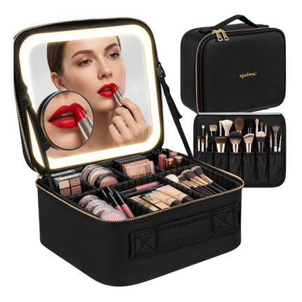 Soulima 27236 LED Cosmetische Koffer met Spiegel - XL - Zwart