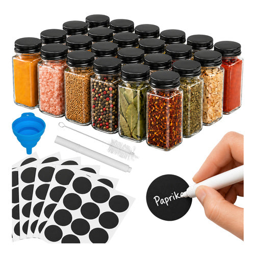 Ruhhy Kruidenpotjes Set 24 Stuks – 120 ml – Met Etiketten en Accessoires