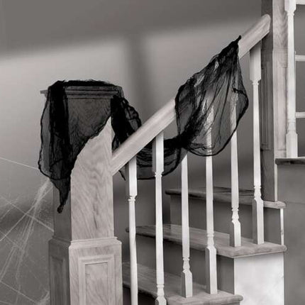Malatec Kunstmatig Spinnenweb - 198 x 76 cm - Zwarte Halloween Decoratie