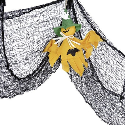 Malatec Kunstmatig Spinnenweb - 198 x 76 cm - Zwarte Halloween Decoratie