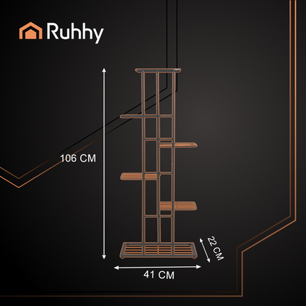Ruhhy Metalen Plantenstandaard - 106 cm - 6 Niveaus - Loft Stijl - Zwart