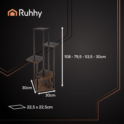 Ruhhy Industriële Bloemenstandaard - 107 cm - 5 Niveaus - Loft Stijl