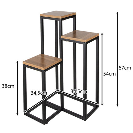 Ruhhy Industriële Bloemenstandaard - 67 cm - 3 Niveaus - Loft Stijl