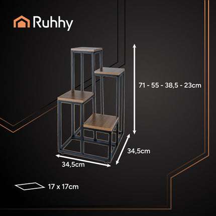 Ruhhy Industriële Bloemenstandaard - 69 cm - 4 Niveaus - Loft Stijl