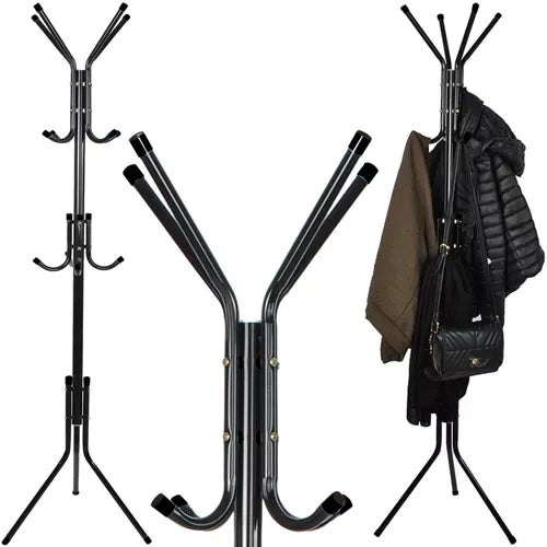 Ruhhy Staande Kapstok - 175 cm - 12 Haken - Zwart - Loft Design