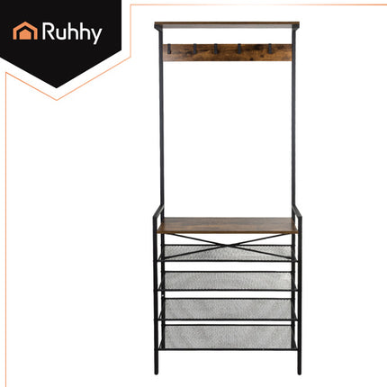 Ruhhy Staand Kledingrek met Schoenrek - 183.5 cm - Loft Design - Zwart