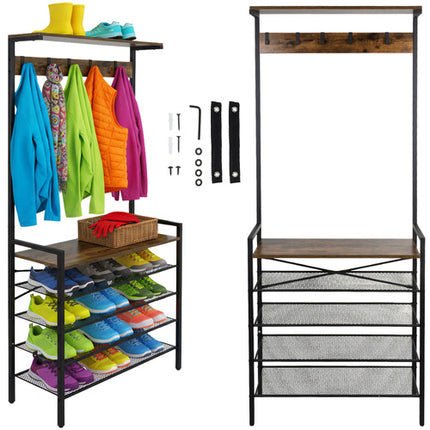 Ruhhy Staand Kledingrek met Schoenrek - 183.5 cm - Loft Design - Zwart