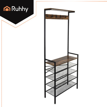 Ruhhy Staand Kledingrek met Schoenrek - 183.5 cm - Loft Design - Zwart
