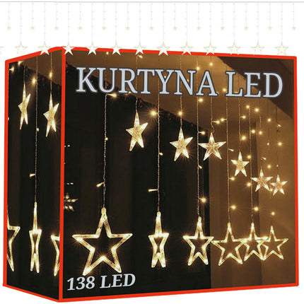 Kerstverlichting Ster - Lichtgordijn - 138 Led - 3 Meter