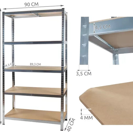 Malatec Stellingkast - 180 x 90 x 40 cm - 5 Legborden - 875 kg