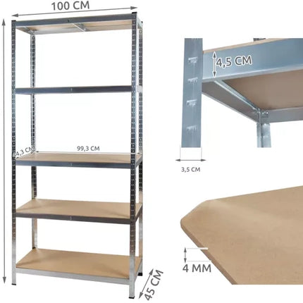 Malatec Stellingkast - 220 x 100 x 45 cm - 5 Legborden - 875 kg