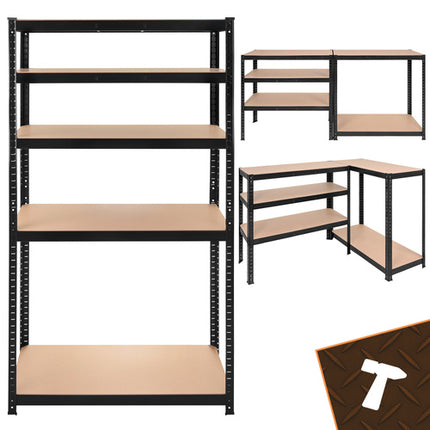 Bigstren Metalen Stellingkast - 180 x 90 x 40 cm - 5 Legborden - Zwart