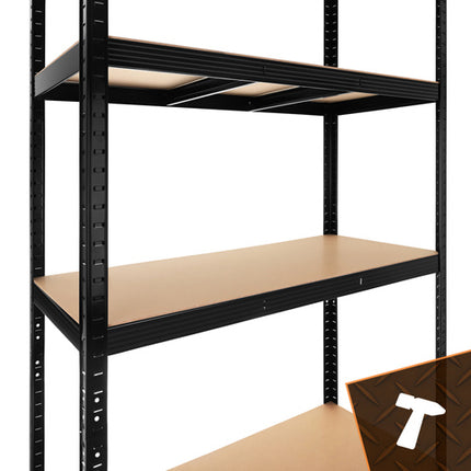 Bigstren Metalen Stellingkast - 150 x 75 x 30 cm - 4 Legborden - Zwart