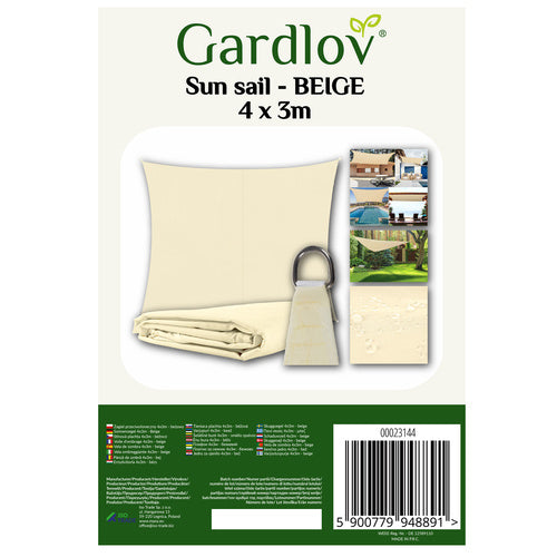 Gardlov Rechthoekig Schaduwdoek - 4 x 3 m - Beige